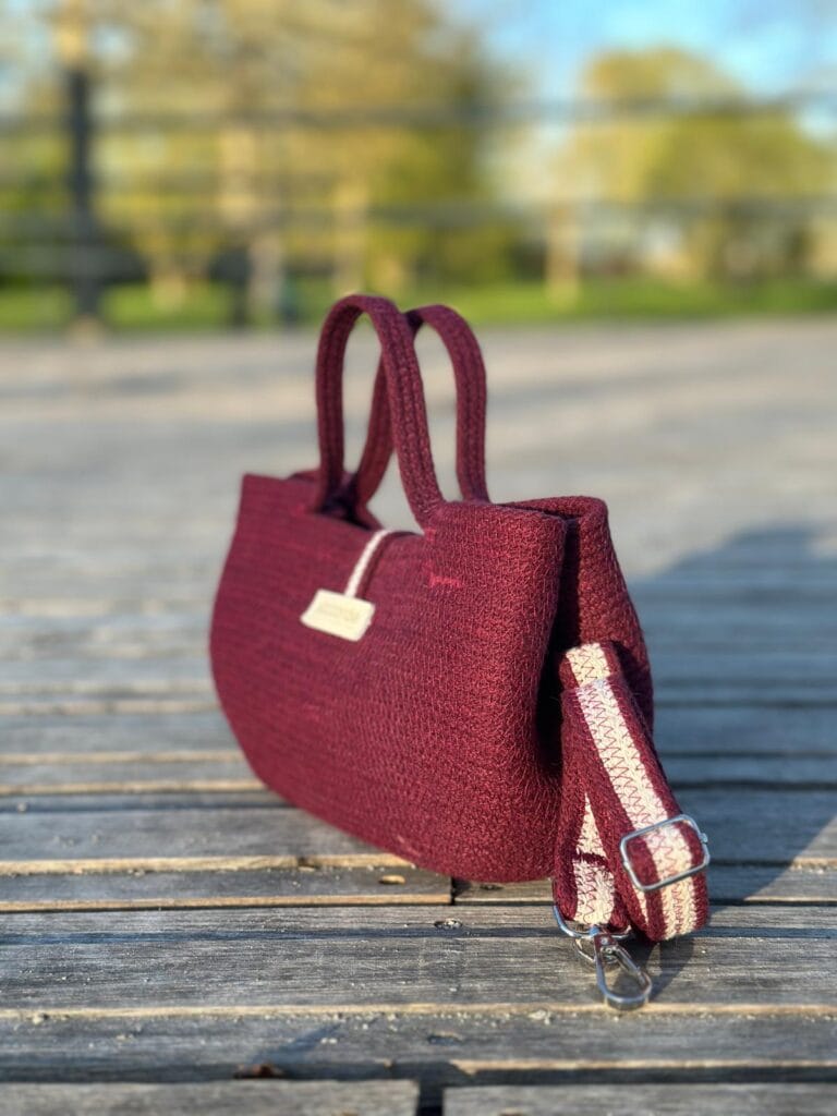 Sac Lovène Saccorde en corde bordeaux avec anses courtes