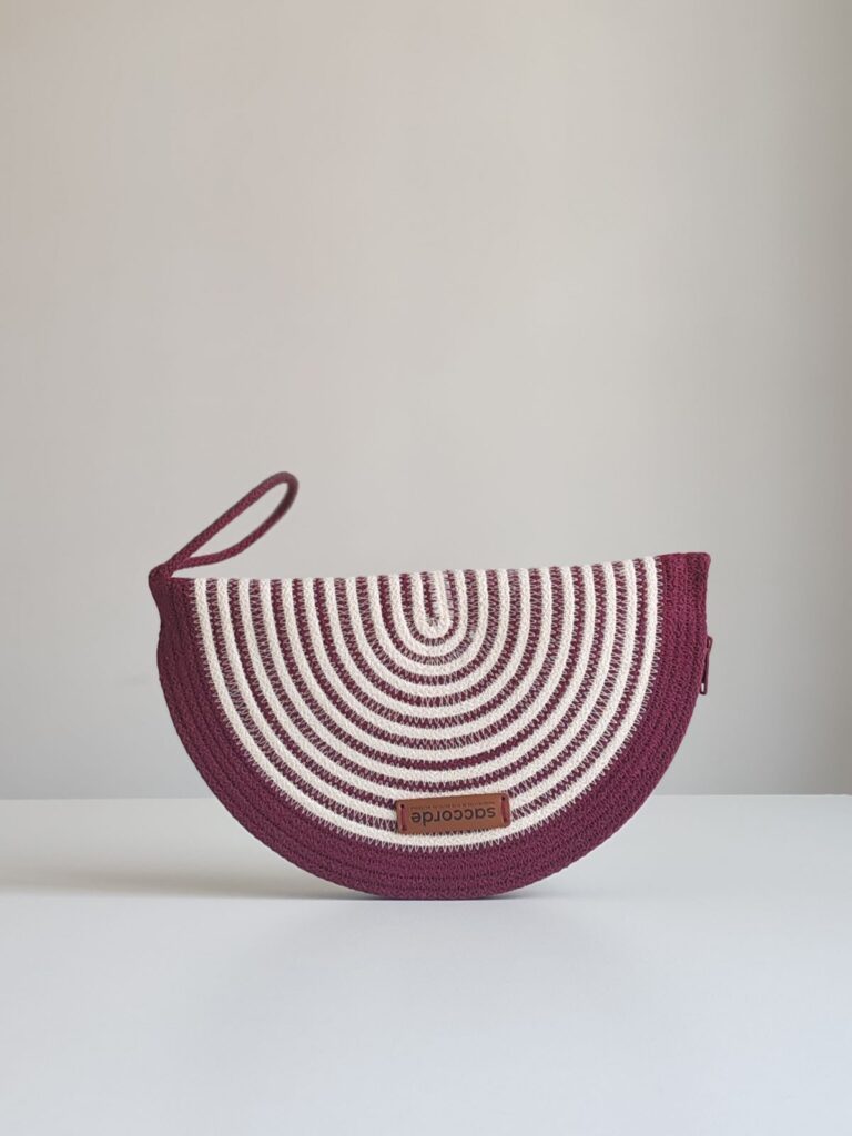 Pochette Arca bicolore bourgogne écru