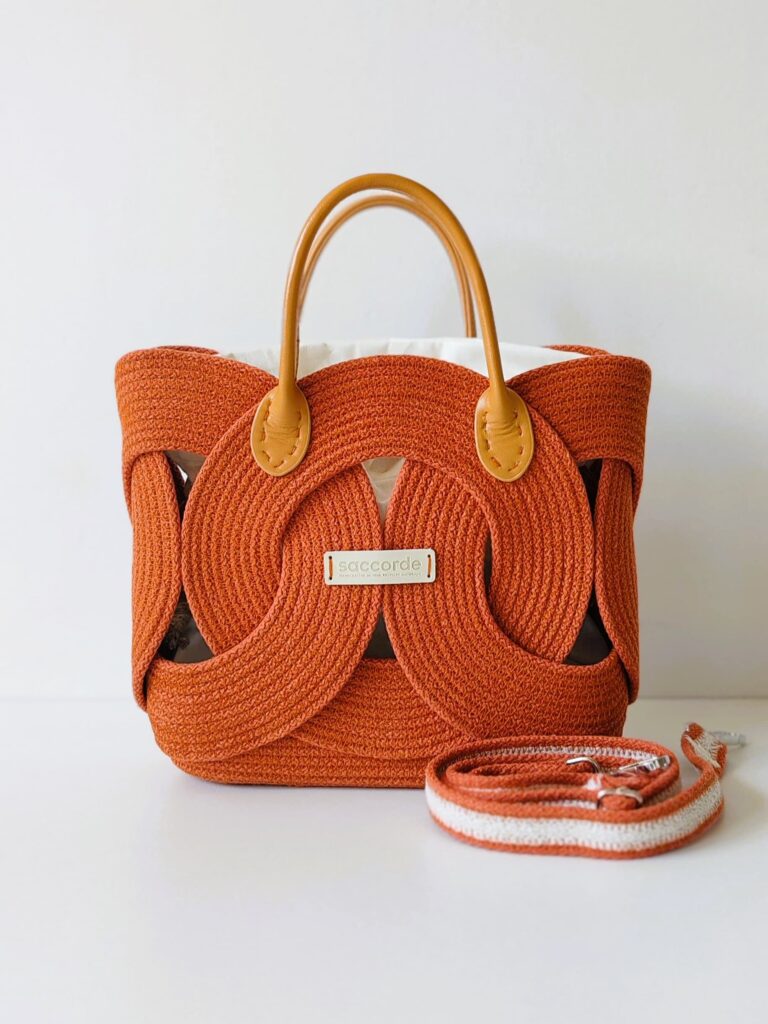 Sac Aura terracotta avec poignés caramel et sa bandoulière